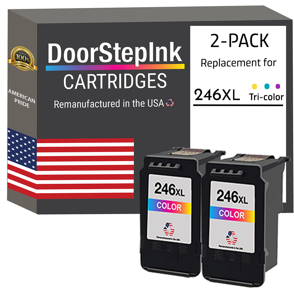 DoorStepInk Brand for Canon CL-246XL Color Twin Pack High Yield Remanufactured in the USA Ink Cartridges