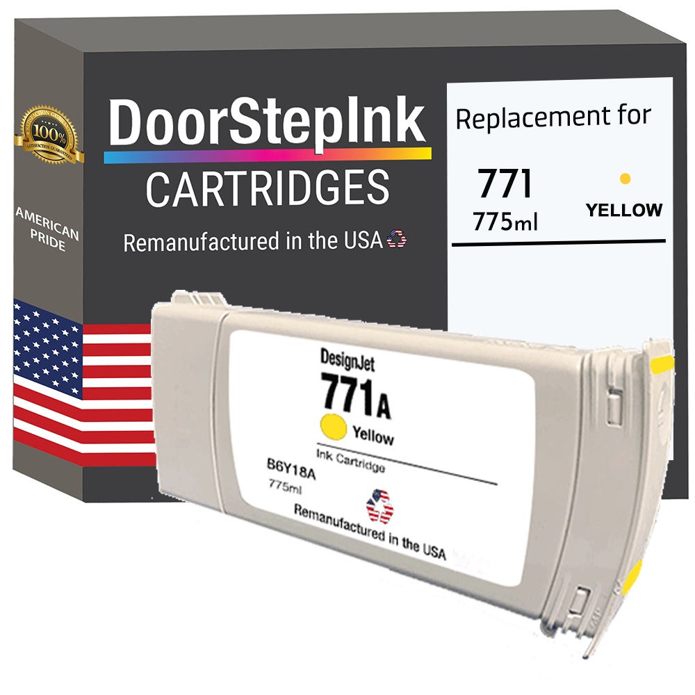 DoorStepInk Brand for HP 771 775mL (B6Y18A) Yellow Remanufactured in the USA Ink Cartridge, B6Y18A