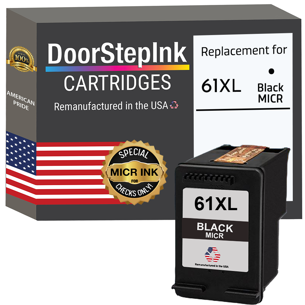 DoorStepInk Brand for HP 61XL (CH563WN) Black MICR Remanufactured in the USA Ink Cartridge, CH563WN