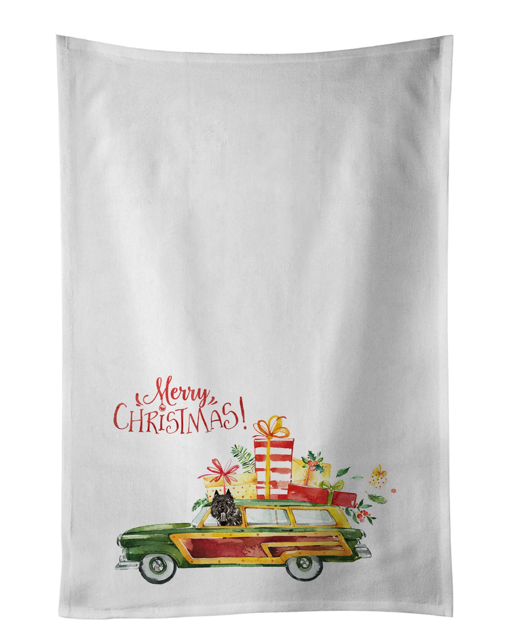 Merry Christmas Bouvier des Flandres Kitchen Towel Set of 2