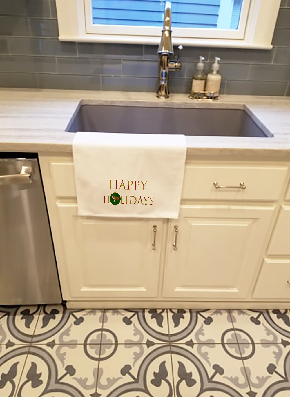 English Bulldog Happy Holidays Kitchen Towel Set of 2