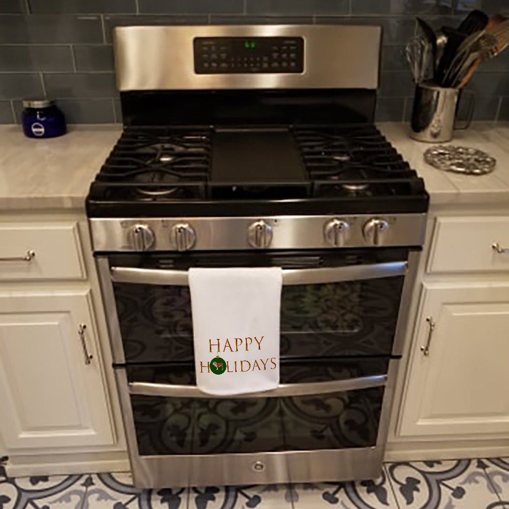 English Bulldog Happy Holidays Kitchen Towel Set of 2