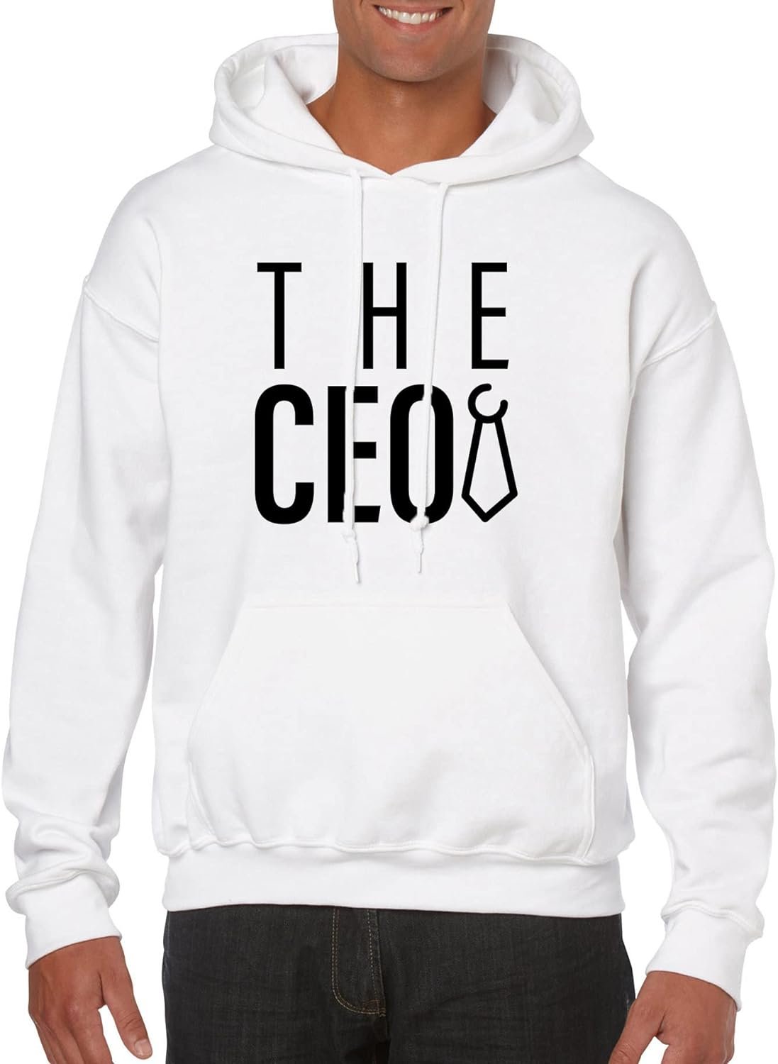 THE CEO Men’s Hoodie (as1, alpha, one_size, regular, regular, Standard, White, XL)